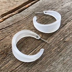 Tapered Vintage Frosted Lucite Hoop Earrings